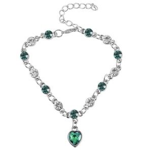 Emerald Crystal Heart Adjustable Bangle Bracelet